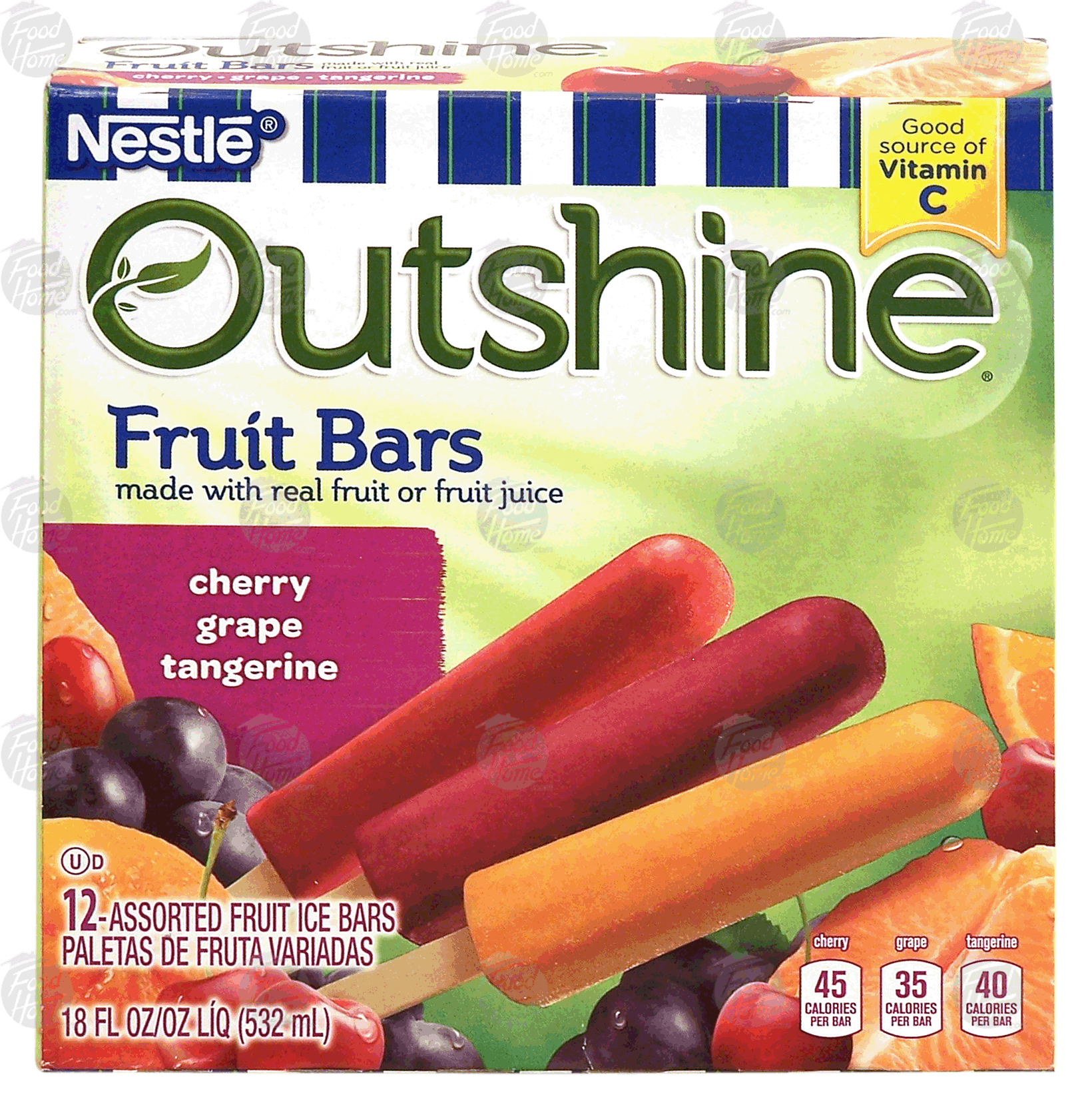 Nestle Outshine fruit bars; cherry, grape, tangerine, made with real fruit or fruit juice, 12 count Full-Size Picture